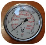 Манометр глицериновый (торцевой) DN 100, G1/2” 0-600Bar (0-60MPa) “Bart”